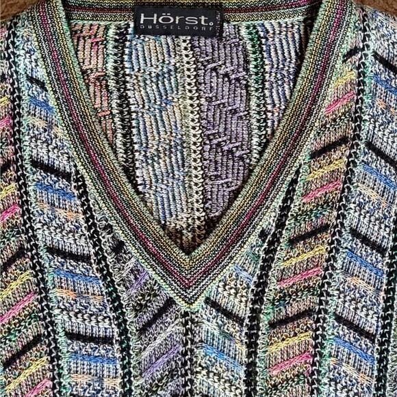 VTG Horst Dusseldorf Sweater Men's Size Large Pastel V-Neck Pullover Coogi Knit - Picture 3 of 7